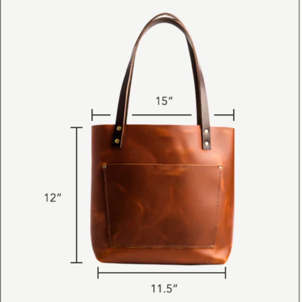 Portland Leather Goods Medium Tote - Plum with Black Handles, never used - Picture 6 of 6